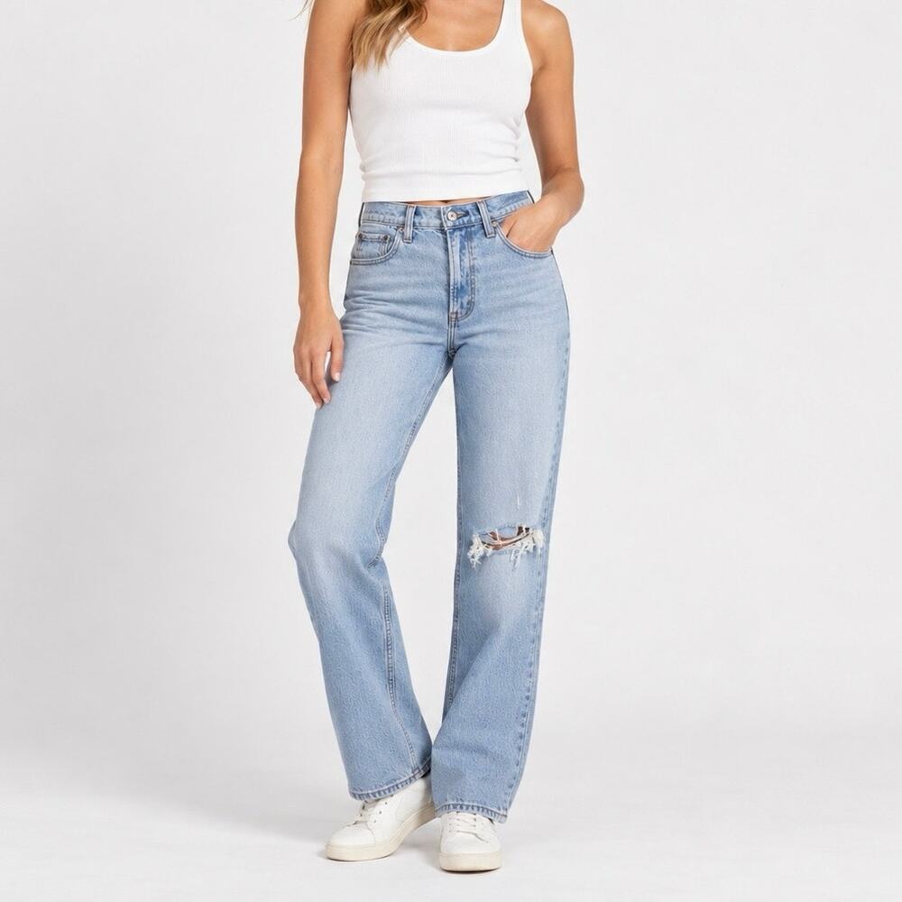 NWT Abercrombie & Fitch Curve Love Ultra High Rise '90s Straight Jean 24/00 S